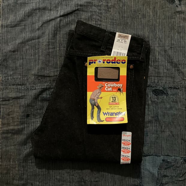 데드스탁 90s USA 빈티지 랭글러 13MWZPB 블랙 데님 팬츠