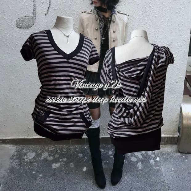 Vintage y2k cookie stripe deep hoodie