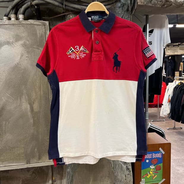 폴로 랄프로렌  헤리티지 로고 성조기 pk셔츠 레드 L#csz2082