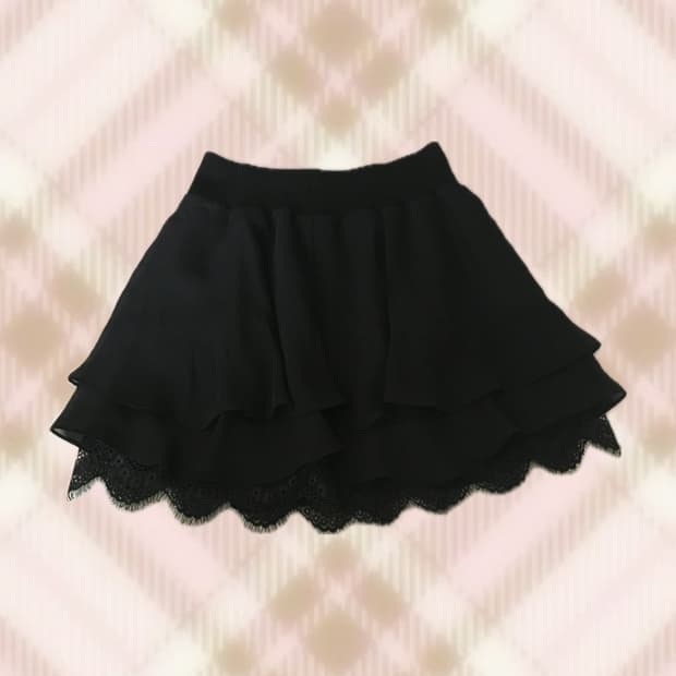 블랙 레이스 스커트 치마 라떼 히메 오네 갸루 러블리 로걀 모리 빈티지