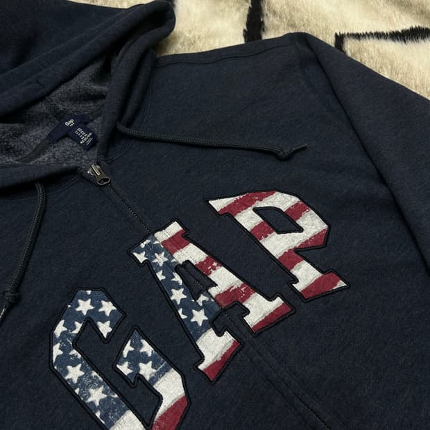 [XL]GAP 성조기 후드집업/짙은네이비/기모