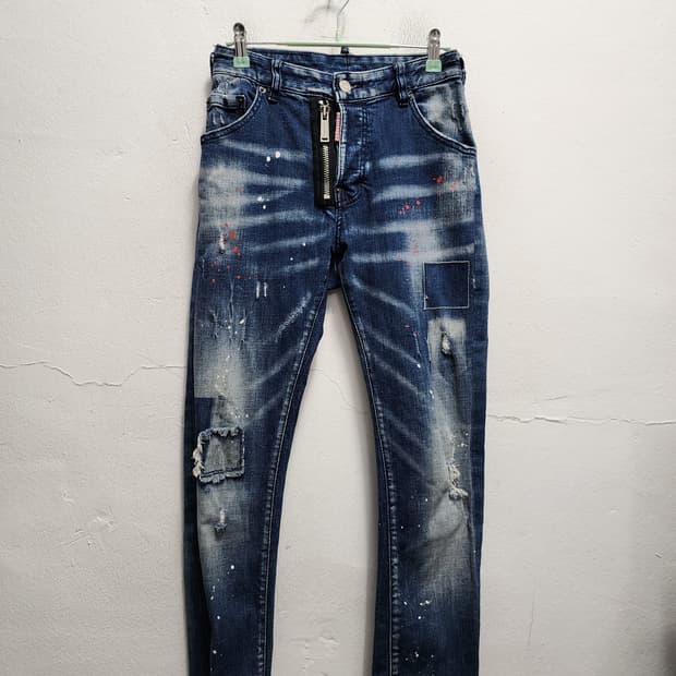 디스퀘어드2 2중지퍼 데미지 청바지