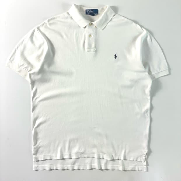 Polo  폴로 랄프로렌 90,s 자수 화이트 반팔 카라티 