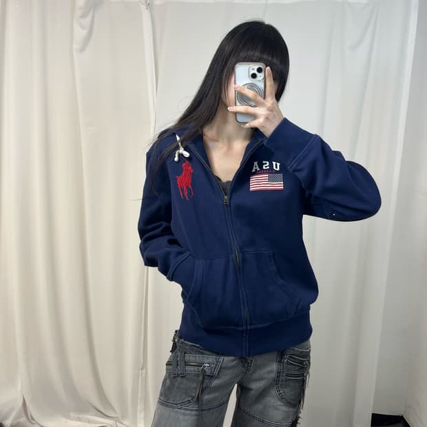 Polo navy USA big pony zip-up