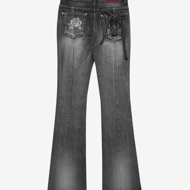 달링유어배드 로즈 바지ROSE BOOTS CUT DENIM # BLACK