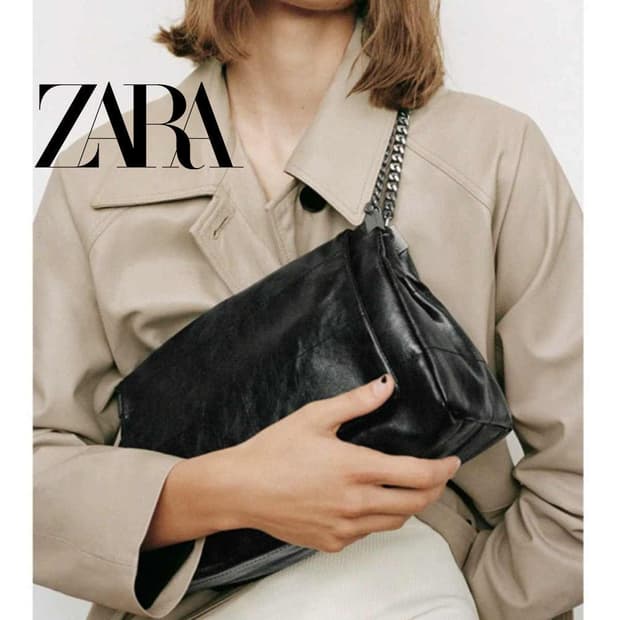 새제품)ZARA 자라 락스타일 플랩 숄더백 블랙 유나가방 6360/110
