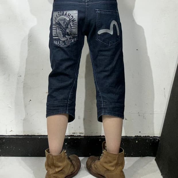 에비수 진청 데님 버뮤다 워크 반바지 