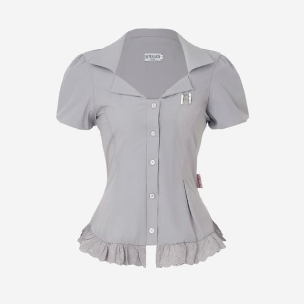 [S]뉴얼린 엠블럼  레이스 셔츠 그레이