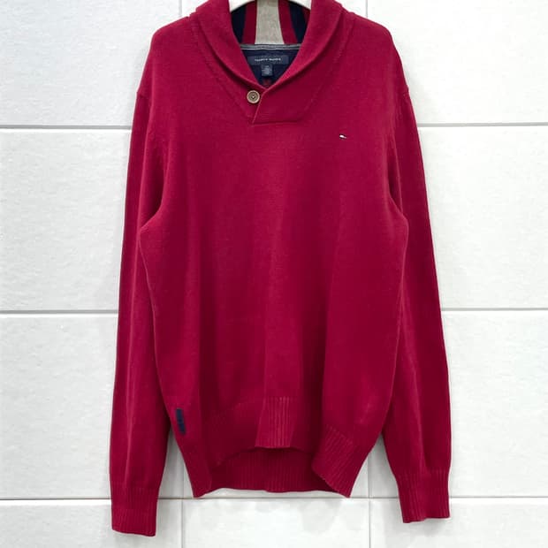 타미힐피거 숄카라 레드 니트