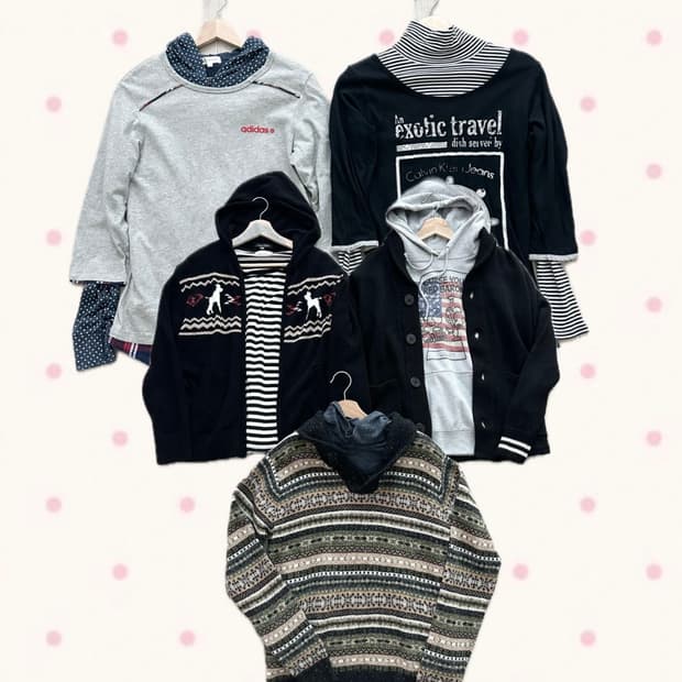 jpn 키치 러힙 웨스턴 괴짜 레이어드 상의세트