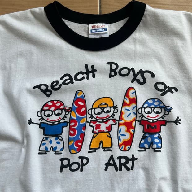 빈티지 Beach boys of pop art 링거티셔츠
