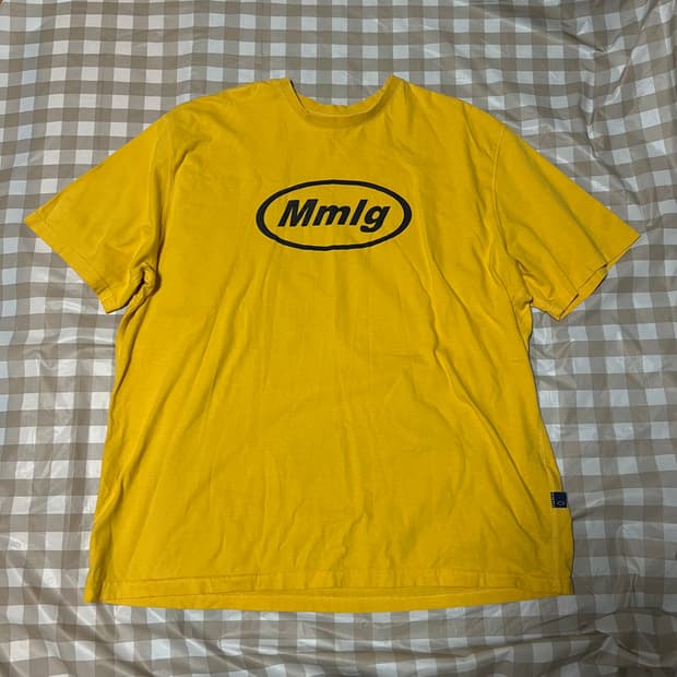 mmlg 반팔 L 옐로우 머스타드 블랙 검정 Y2K