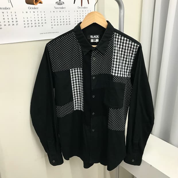 꼼데가르송 블랙 패치워크 셔츠