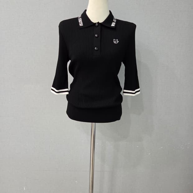 왁 골프 골지5부 폴로넥 티