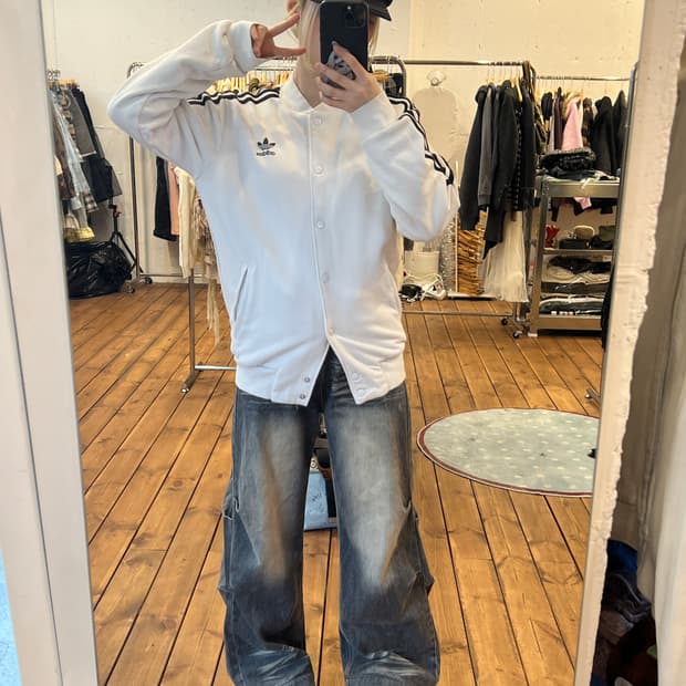 아디다스 화이트 파이어버드 베이스볼 자켓