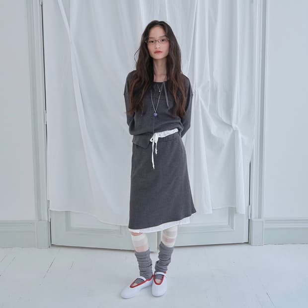 Muwm 무음 레이어드 스커트 그레이
