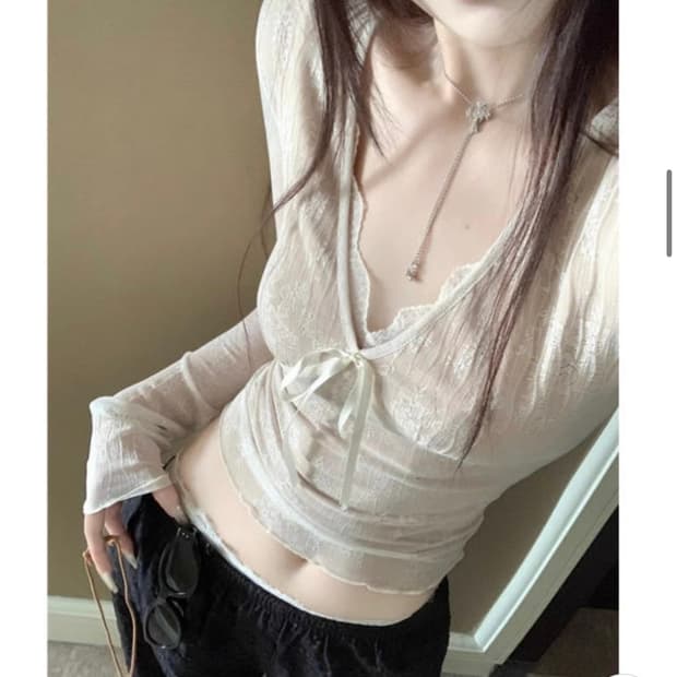 빈티지 플라워 시스루 슬리브