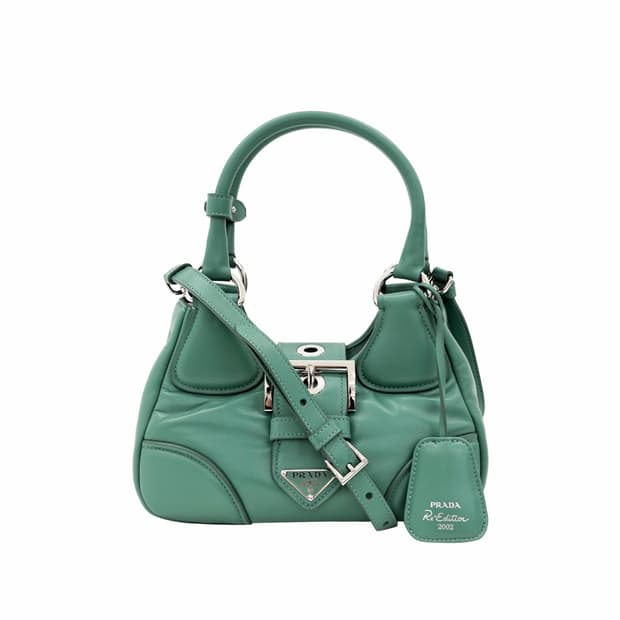 프라다 여성 문백 패딩 패디드 나파 레더 숄더백 크로스백 가방 망고 그린