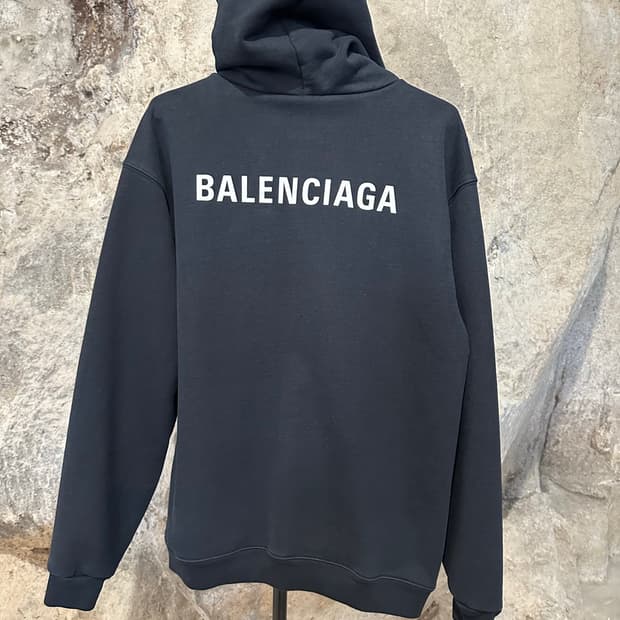 빌렌시아가 백로고 레귤러 핏 후드