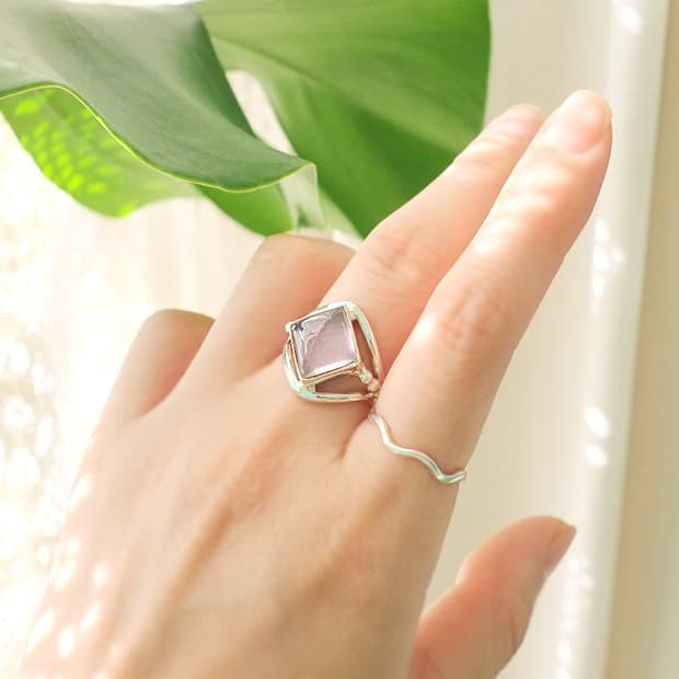 925실버 로즈쿼츠 장미석 원석 은반지