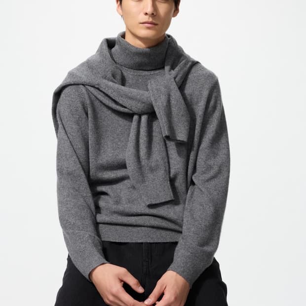 [M] 유니클로 캐시미어 터틀넥 스웨터 그레이