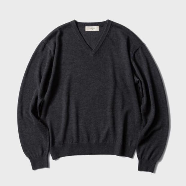 (50) 퍼스트플로어 매일의 니트 브이넥 차콜