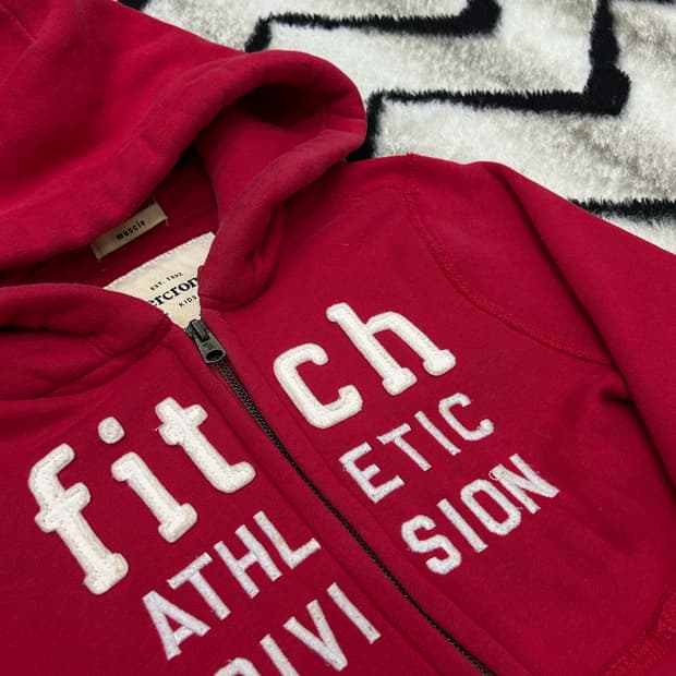 [실측S]아베크롬비 스펠아웃 후드집업/레드/기모