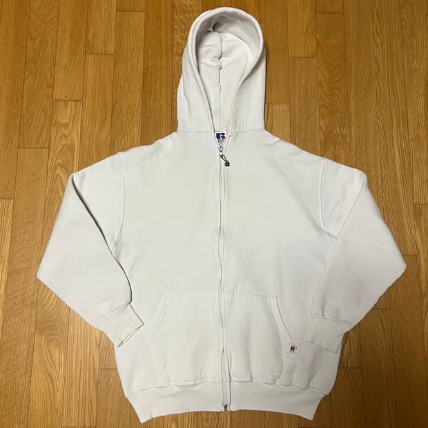 [XL] 90s USA 빈티지 러셀 후드집업 화이트