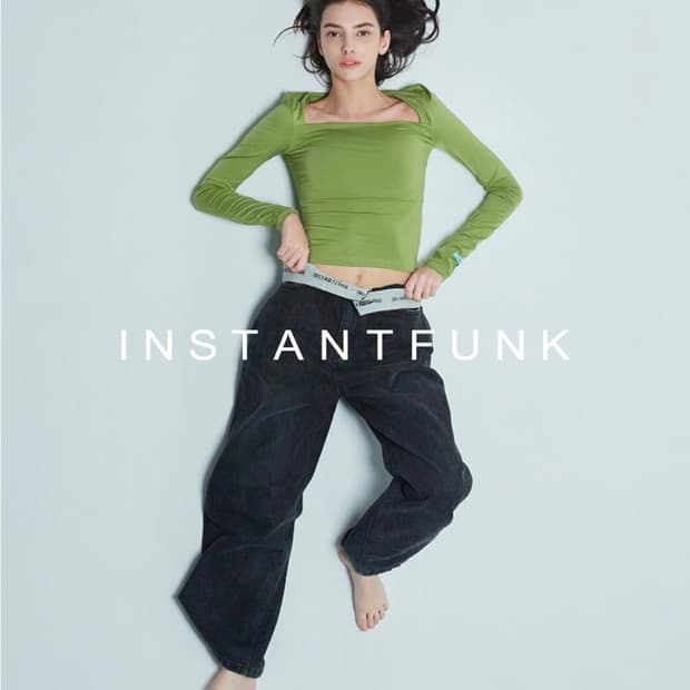 인스턴트펑크 아웃웨이스트 와이드 데님 팬츠