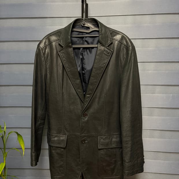 헨리코튼 블랙 송아지가죽 자켓 100