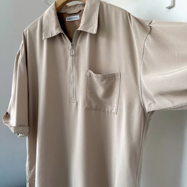 Zip design silky touch P/O top