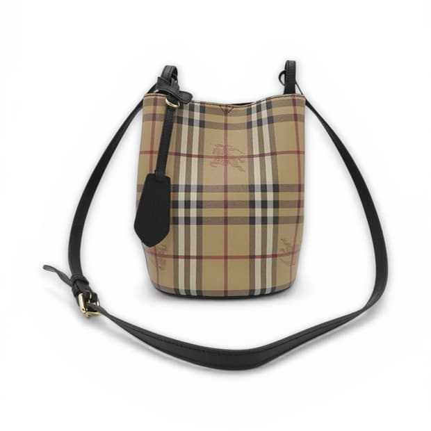버버리 헤이마켓 체크 스몰 론 버킷백