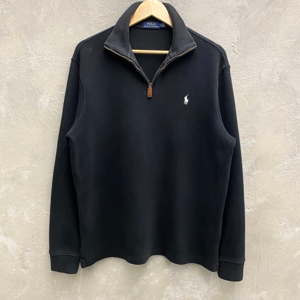 [M] Polo 폴로 랄프로렌 블랙 하프집업 코튼 니트