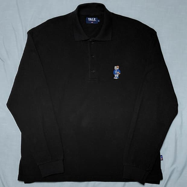 [L] 예일(YALE) 불독 자수 카라티 블랙