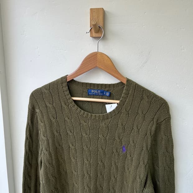 15351 - 폴로 랄프로렌 카키 케이블 니트