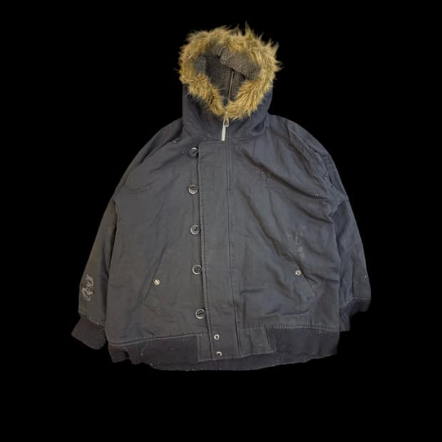 도그타운 블랙 드래곤 N-2B 스타일 퍼 후드 자켓