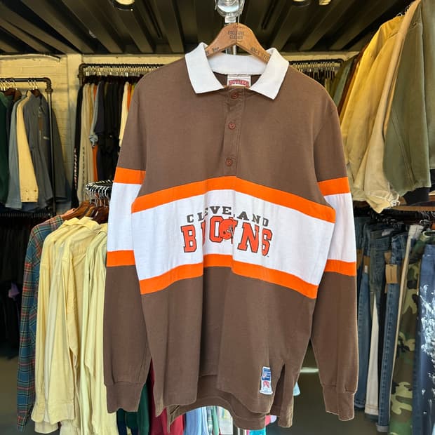 90s NFL 클리블랜드 브라운스 럭비 셔츠 made in usa