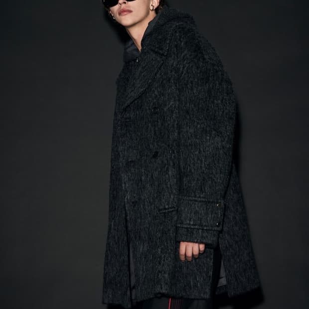 메종미네드 오바사이즈 하프 더블 코트 차콜