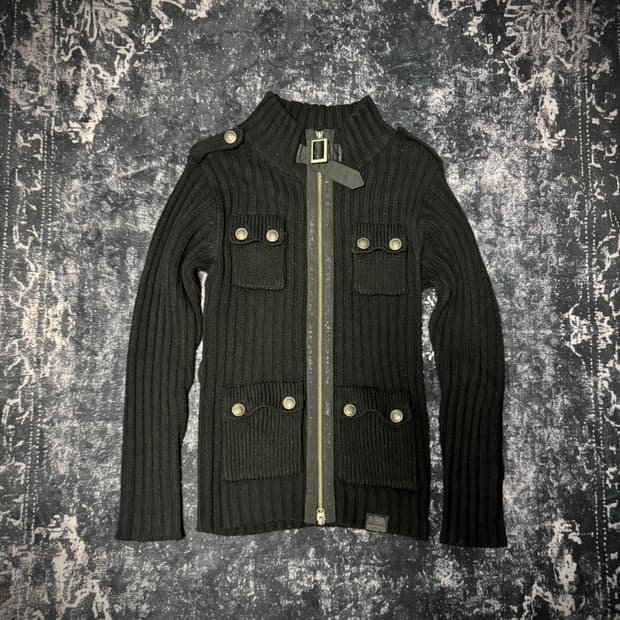 00s Style Black Knitwear Zip-up