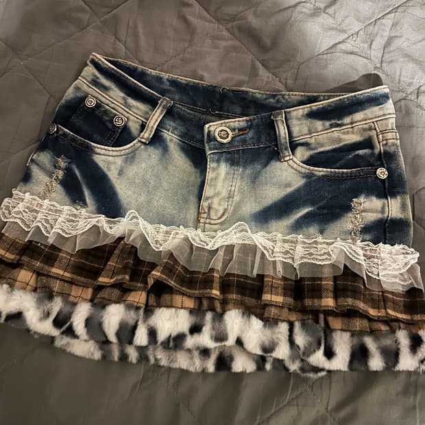 빈티지 커스텀 데님 미니스커트