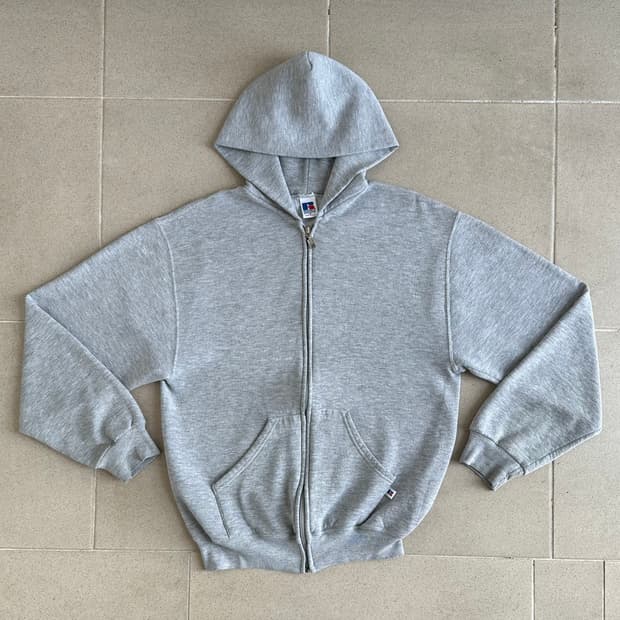 90s 빈티지 러셀 후드집업 그레이 M