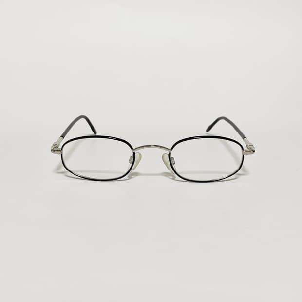 956 데드스탁 빈티지 블랙 실버 슬림 메탈 안경테 미니멀 오벌 데일리 