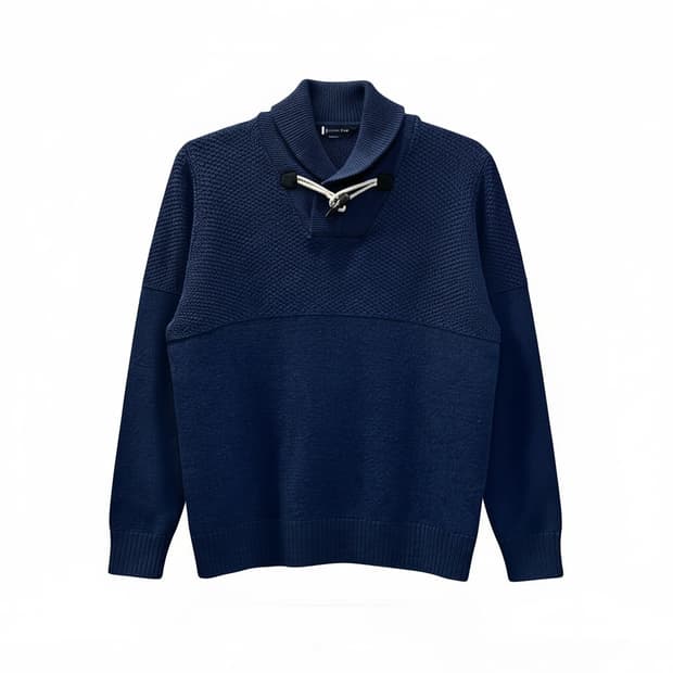 Aquascutum 아쿠아스큐텀 숄카라 울니트 와플텍스처 디테일 블루