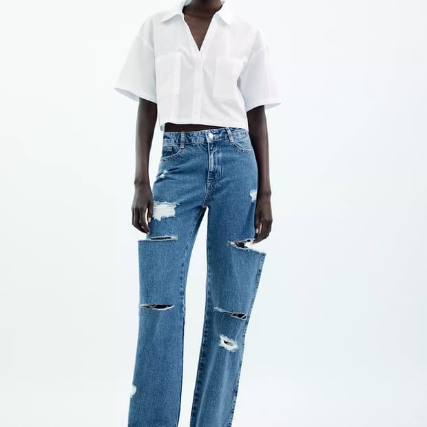 zara 자라 컷아웃 스트레이트 데님진