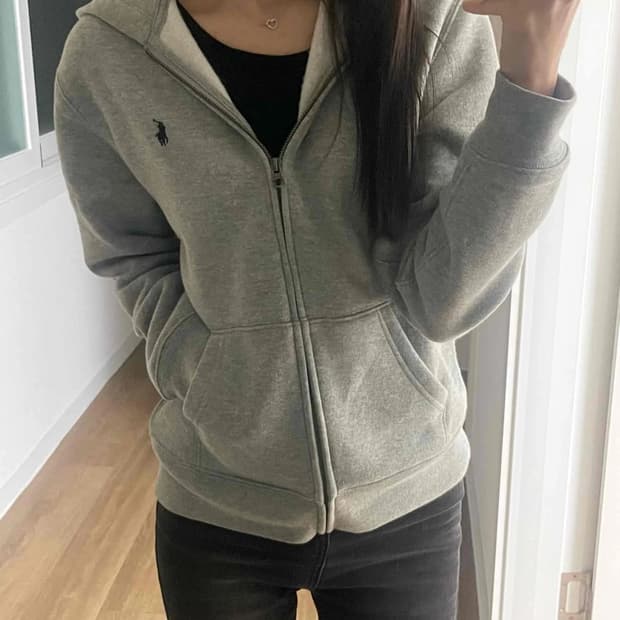 폴로 회색 후드집업