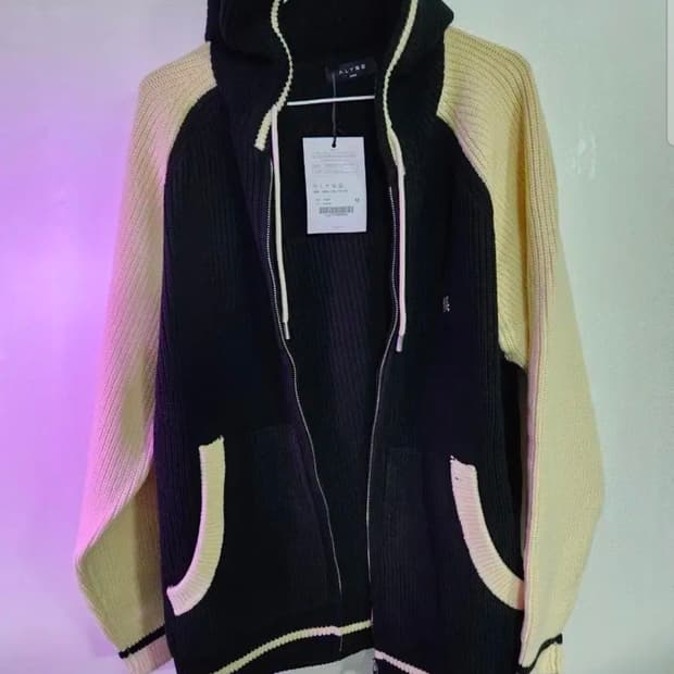 ALYXSE 앨리스 블랙/아이보리 후드 니트집업 M/총장70/가슴63/