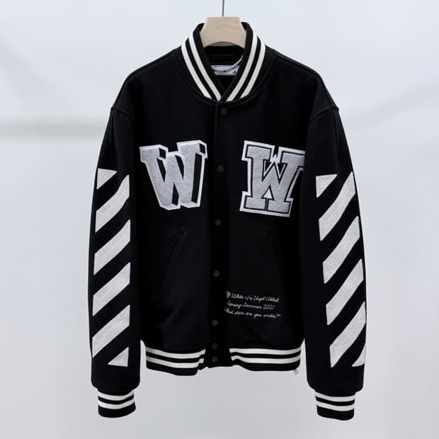 [S급/2XL] 오프화이트 바시티 봄버 자켓 블랙