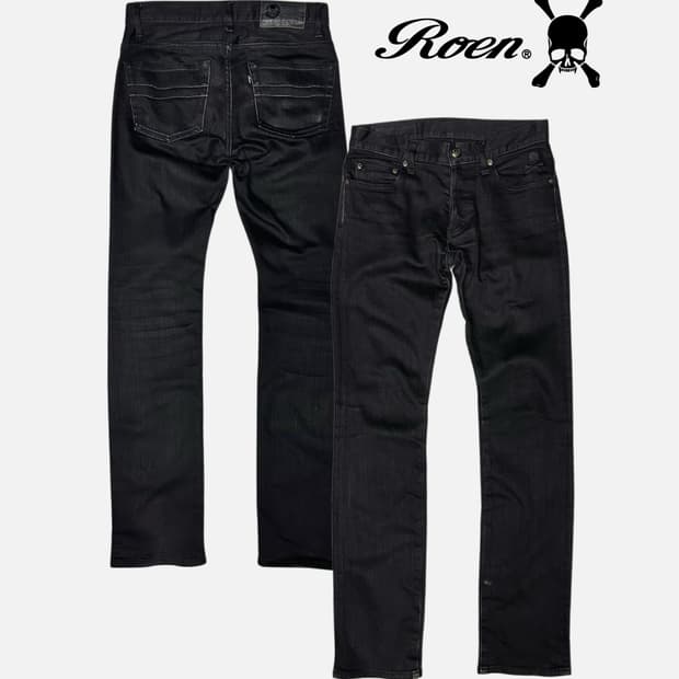 skull mark black coating jean
