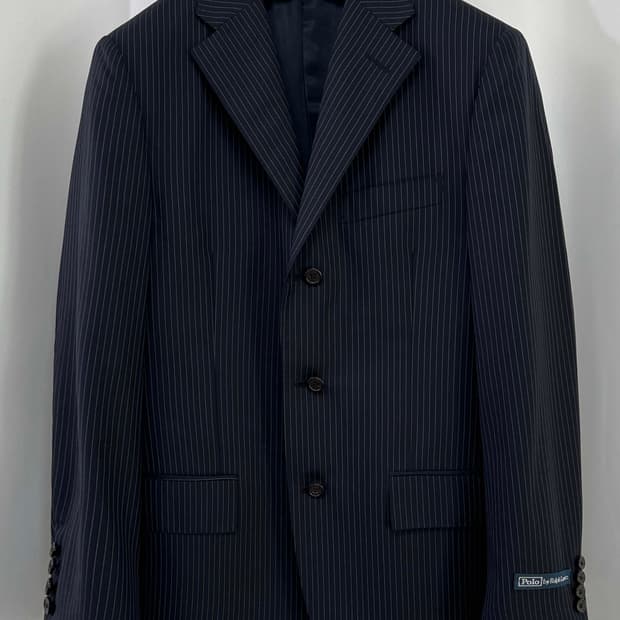폴로 랄프로렌 꼬르넬리아니 이태리 사르토 버진울 핀스트라이프 수트자켓
