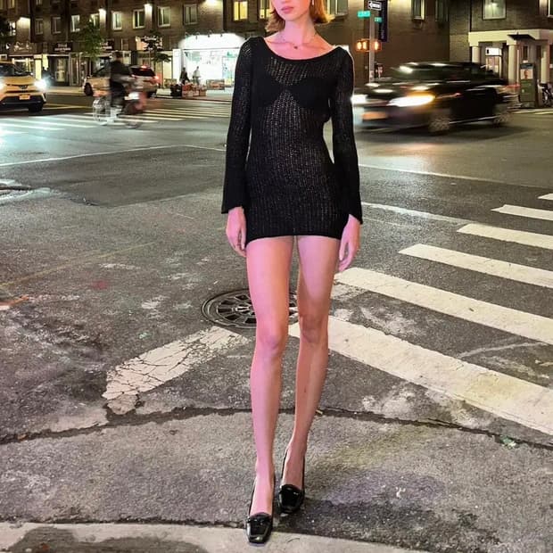 Sachraga 백리스 니트 드레스 블랙 사이즈 2